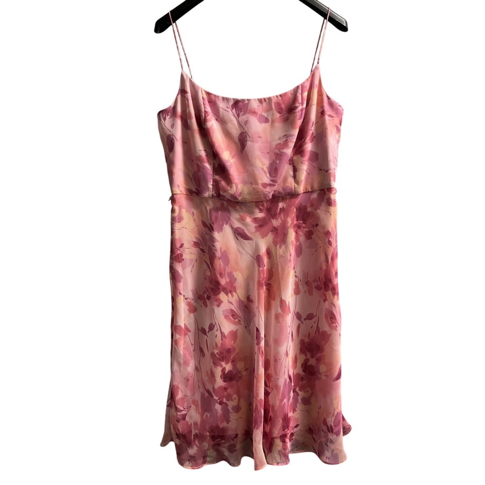 Scarlett Y2K Dress Womens 15/16 Pink Floral Chiffon‎ Midi Fairy Coquette Whimsy